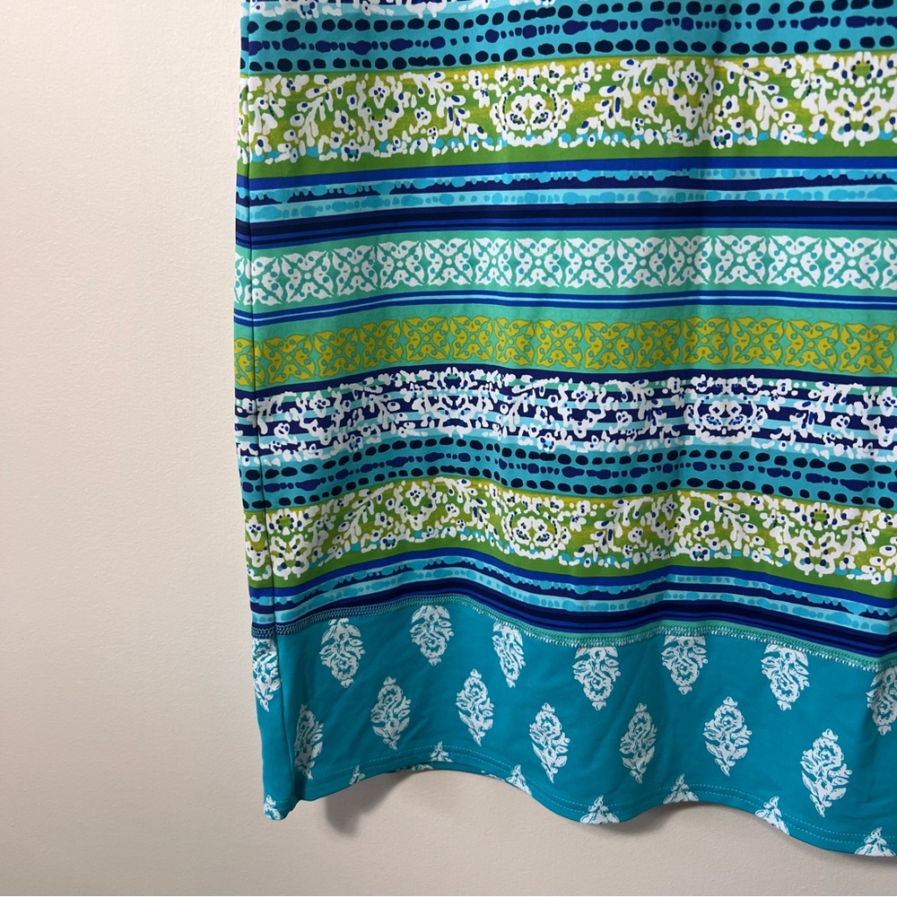 Lands End Colorful Nylon Blend T Shirt Dress Size Medium Swim Vacation Beach - Picture 5 of 11